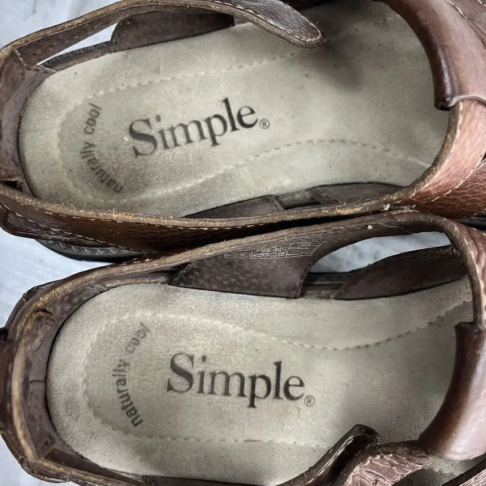 Simple Shoes Men's Size 9 Brown Leather Comfort Fisherman Sandals